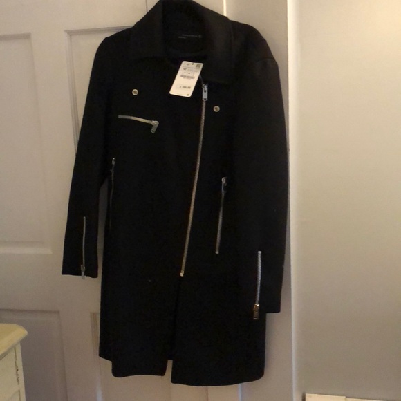 NWT Zara Black Wool Oversized Biker Jacket - Picture 3 of 7